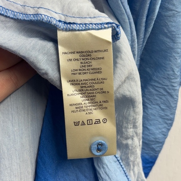 Anthropologie Blue Parachute Printed Tie Dye Flowy Hankerchief Hem Dress XL - Picture 8 of 10